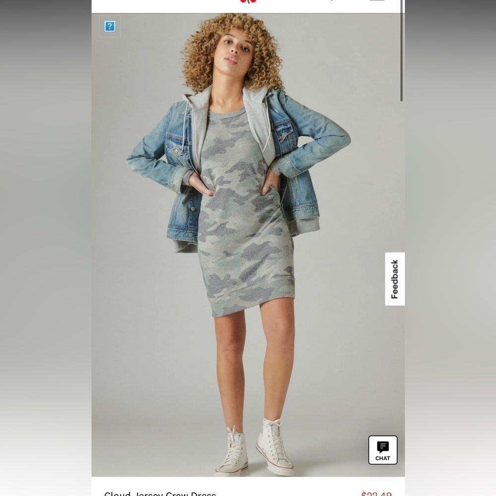 Lucky Brand Camouflage Long Sleeve Crew Neck Short Sweatshirt Dress